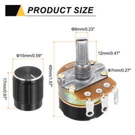 sourcing map 3 Pack WH138 Potentiometer 20K Ohm Single-Joint Variable Resistors 3 Terminals Linear Taper Rotary with Knob Cap for Audio Volume Control