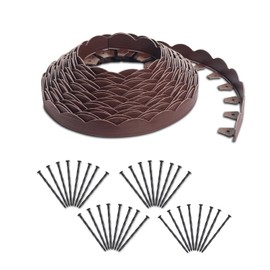 EasyFlex Scallop No-Dig Edging with Extra Anchoring Spikes - 100' Kit, Red