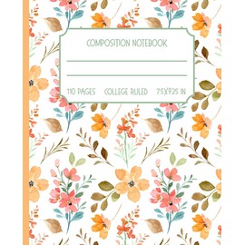 Watercolor Wildflowers Notebook: 110 Pages, College Ruled, 7.5 x 9.25 in | Soft Floral Composition Book for Writing, Journaling, or School
