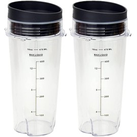 Bidihome Ninja Blender Cups Single Serve 16-Ounce Cup Set with 2 Sip Lids for BL770 BL780 BL660 Professional Blender (Pack of 2)