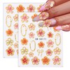 2pcs 5D Embossed Flower Nail Stickers, Self-Adhesive Summer Nail Flower