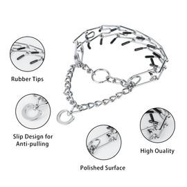 Prong Collars for Dogs, No Pull Dog Collar, Dog Training Collar for Large Medium Small Dogs, Stainless Steel Adjustable with Comfort Rubber Tips (M/L(18-23" Neck, 3.00mm))