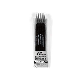 AK-Interactive Silicone Brushes Medium Hard Tip, Medium - 5Pk - Model Building Paints and Tools # AK-9086