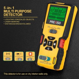 PREXISO 5-in-1 Stud Finder with Laser Level Marking &Ultrasound Distance Measure