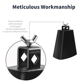 Soulmate Cowbell Instrument 4 inch Metal Steel Cow Bell Noise Makers Cowbell Hand Percussion Cow Bells with Handle Stick for Drumset