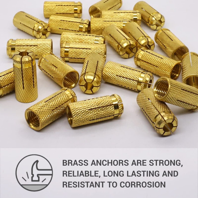 SKIR'CO (6 pcs) Brass Drop in Anchors M16 x 45