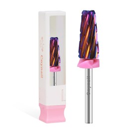 Cnynail 5 in 1 Cross Cut Nail Drill Bit, Tungsten Carbide Multi-Function Bit for Acrylic Nails, Hard Gels, Cuticles Removal, 3/32" Shank, Two-Way Rotation for Left &Right-Handed Use (3XC Grit, Purple)