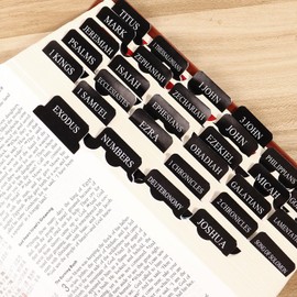Bible Tabs for Men, 90 Pieces Large Print Small Bible Bookmarks Index Tabs Study Supplies Guide Kit, Black Baptism Christian Gifts for Boys Women Beginner Easy to Read