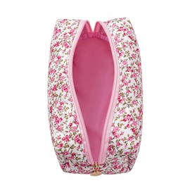 HHQQWZ HHQQWZ Makeup Bag Travel Cosmetic Bag for Women Girls, Zipper Make Up Pouch, Floral Flowers Toiletry Organizer Makeup, Portable Storage Cosmetic Travel Cloth Bag (Red-Floral)