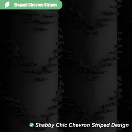 Dynamene Extra Long Shower Curtains, 96 Inches Long Boho Tufted Chevron Striped Fabric Shower Curtains for Bathroom, Tall Minimalist Waterproof Cloth Shower Curtain Set with 12 Hook, Black, 72x96