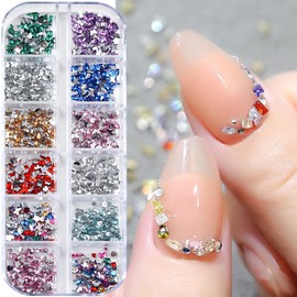 2000 x Colourful Rhinestones Nails Glitter Stones Nail Charms Nail Art Gems Nail Stones Glitter Stones Nail Charms Nail Accessories Crystals Diamond Nail Design Rhinestones Nail Art Rhinestones Nail