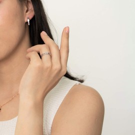 Muses Art Design Birthstone Eternity Band Ring (Channel Set/Full Round), Stackable Fashion Ring with Crystal Birthstone