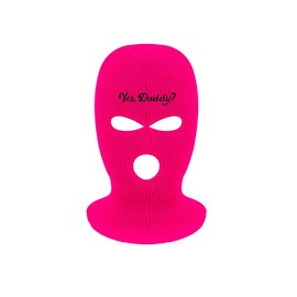 Ski Mask 3 Hole Ski Mask Yes Daddy Balaclava Winter Full Face Cover Knit Beanie for Men Women (One Size, Red)
