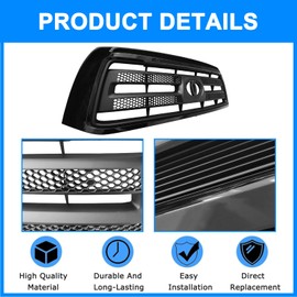 Collect Light Grille Assembly For Toyota Tundra Black Shell With Insert Front Bumper Grill TO1200345 2010-2013