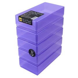 WestonBoxes Plastic Storage Boxes with Lids For Pens, Pencils and Stationery - 1.4 Litre Volume (Purple, Pack of 5)