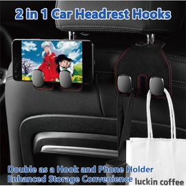 LELOYMO Car Hooks for Headrest,Purse Hook for Car,Bag Hooks for Car Headrest Hooks Leather Car Organizers and Storage Accessories for Women(Gray-2 Pack)
