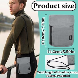 AfitLulu Neck Pouches Passport Holder Travel Wallet RFID Blocking for Men & Women, Travel Pouch Passport Bag RFD Anti-Theft Passport Wallet Travel Accessories Phone Pouch with Neck Strap (Grey)