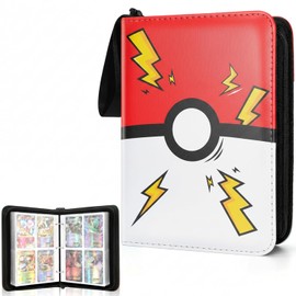 Portable 4-Pocket Trading Card Binder, 400 Pockets with 50 Removable Sleeves, Portable Collector Album with Zipper for TCG, Sport & Game Cards Prime
