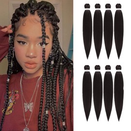 DIFUNEE Pre-stretched Braiding Hair - 16 Inch 8 Packs Dark Brown Short Braiding Hair For Twist or Box Braids, Yaki Texture Hot Water Setting Synthetic Braiding Hair Extensions (16 Inch, #2-8P)