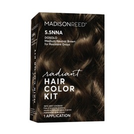 Madison Reed Radiant Hair Color Kit | 5.5NNA Medium Neutral Brown (Dosolo) for 100% Gray Hair Coverage | Salon Quality Permanent Hair Dye | PPD-Free & Ammonia-Free | (Packaging May Vary) 1 Pack