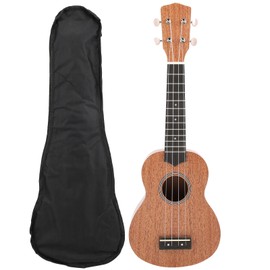 Ukulele 21in Mahogany with Closed Knob Nylon Bag Musical Instrument for BeginnersNatural Color