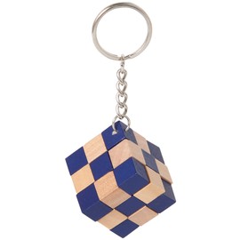 Bartl 108106 Key Ring Snake Cube Puzzle Game 3 x 3 x 3 Blue / Natural