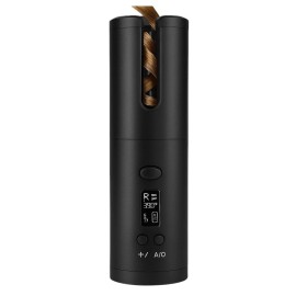 All Access Trading Wireless Rechargeable Curler Ceramic Auto Rotating USB LED Hair Curling Machine - White