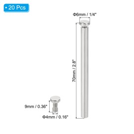 PATIKIL 1/4 x 2.8 inch Sign Standoff Screws, 20 Pcs Stainless Steel Wall Standoff Mounting Hardware Advertising Glass Nail for Hanging Acrylic Picture Frame Acrylic Panel, Silver