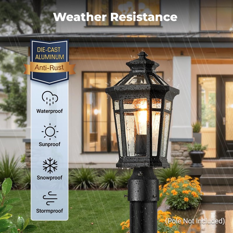 OPAXIS 2-Pack Post Lights Outdoor Hardwired, Modern Black Dusk to