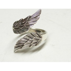Silver Ring Open Band Ring Angel Wings Size 58 Sterling Silver Jewellery Unisex, Sterling Silver
