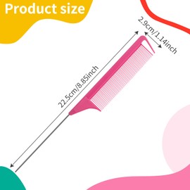 5 Pieces Hair Comb, Anti-Static Tail Combs Fine Tooth Combs Hair Parting Comb Pin Tail Combs Salon Barber Hairdressing Comb with Stainless Steel Handle Hair Comb for Women Men