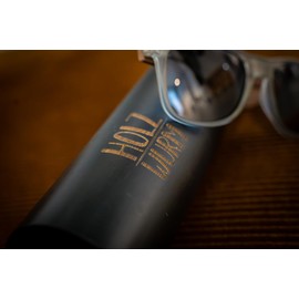 Holzwurm Walnut Wooden Arms Sunglasses for Men & Women/Polarising Lenses with UV400 Protection/with Real Bamboo Glasses Case, Matte grey polarised (walnut bracket)