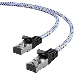 Lumonic CAT7 Patchkabel S/FTP 7,5m | RJ45 | Weiß Blau Premium Nylon Optik | Ethernet LAN | Netzwerkkabel