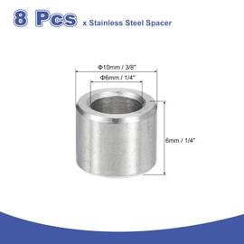 uxcell 8Pcs 304 Stainless Steel Spacer 6mm ID x 10mm OD x 6mm Length Screw Standoff Bushing Plain Finish Unthreaded Round Metal Spacer for Screws Bolts and Rods, Silver