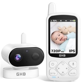 GHB Babyphone mit Kamera Baby Monitor 720P HD Zoom 2000mAh Akku 8 Schlafliedermit VOX Modus Nachtsicht