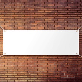 Large Banners and Signs Blank Polyester Oxford Cloth Sublimation Easy Hang DIY Banner with Hanging Rope for Indoor Wall Outdoor Business Office (White,2 x 6 Feet)