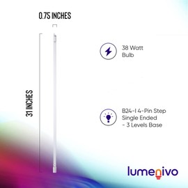 lumenivo S810RL Water UV Lamp 38W Replacement UV Light for Water Filter System S8Q-PA, S8Q and S8Q-Gold - 32 Inches UV Bulb S810RL with 4-Pin Step 3-Level Base - 2 Pack