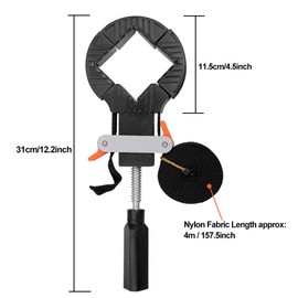 CODIRATO Frame tensioner band tensioner with 4 jaws, aluminium angle tensioner with 4 m nylon strap, corner tensioner, corner clamp, band clamp for picture frames, drawer