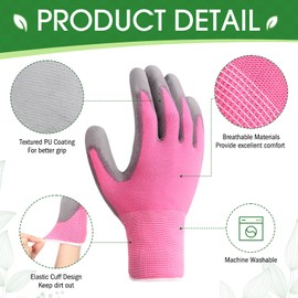 Maxdot 24 Pack Gardening Gloves for Women 3 Colors Womens Work Gloves PU Coated Grip Work Gloves Outdoor Gloves for Weeding Digging and Pruning
