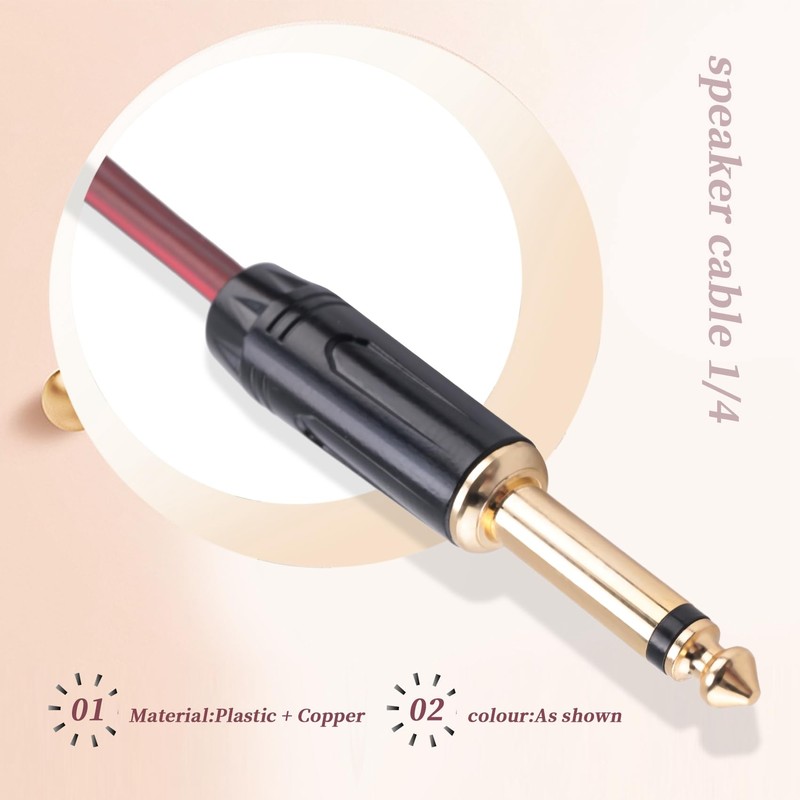 Peakloong 1/4 to Speaker Bare Wire,Audio Cable to 6.35mm Male