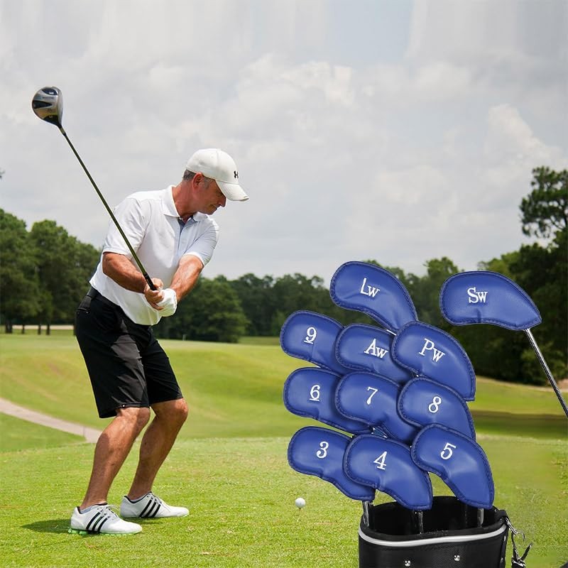 12 PCS Waterproof PU Leather Head Cover Golf Iron Club