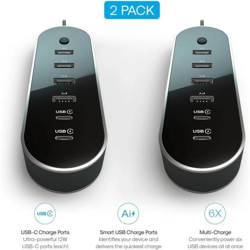 Atomi 40W 12V USB Charger - 2 Pack