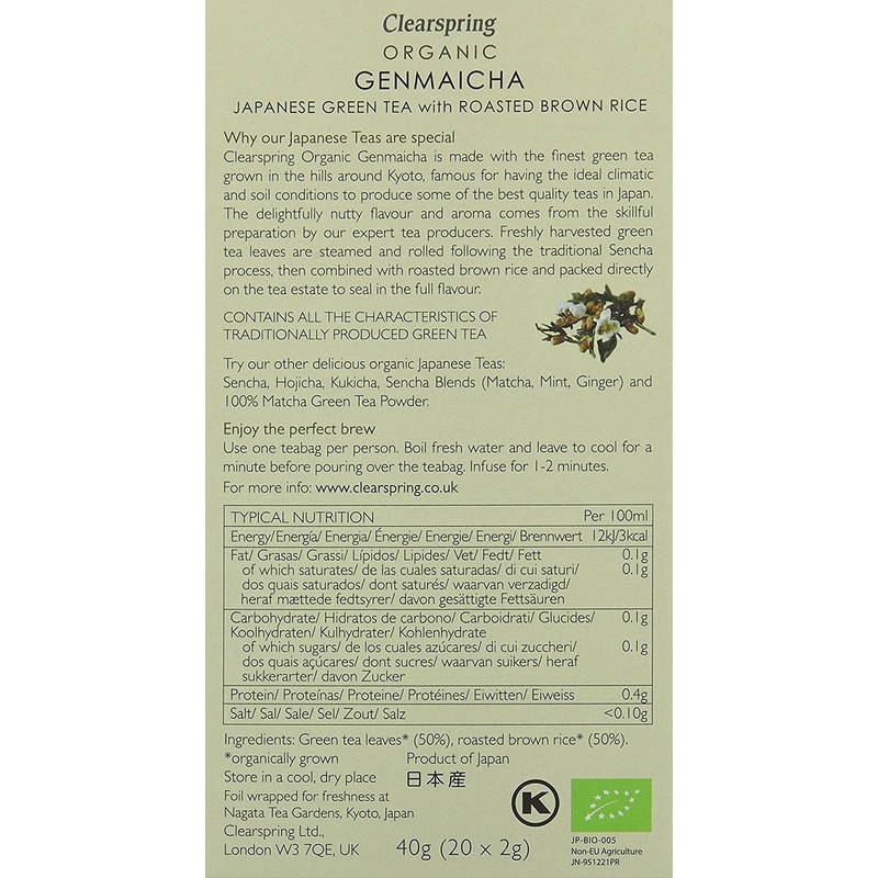 Clearspring Organic Genmaicha Green Tea With Rice (Pack of 3)
