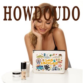 HOWDOUDO Los Angeles Toiletry Bag for Women America Los Angeles Bag Unique Design Home Kitchen Decorative Travel Holiday Souvenir Gift, Los Angeles Lovers Los Angeles History