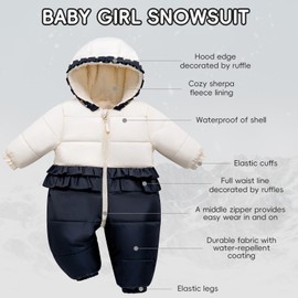 KOGWER New Born Winter Clothes Baby Girl Baby Snowsuit Long Sleeve Baby Girl Christmas Outfit Snow Suit For Babies 0-6 Months