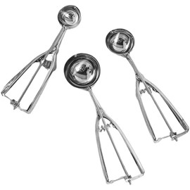 JAMAKALA 3pcs Ice Cream Scoop, Cookie Scoops for Baking, Polished Stainless Steel Ice Cream Scoop, Large-Medium-Small Size, for Ice Cream, Cookie, Cupcake, Meatball, Muffin