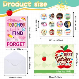 HOWAF 12 Pack Thank You Teacher Cards, Teacher Thank You Cards, Thank You Greeting Cards Teacher Gifts Teaching Assistant Nursery Teacher Leaving Gifts Best Teacher Cards with Envelopes, Stickers