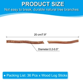 PATIKIL 36 Pcs 20cm Wood Log Sticks, 0.2-0.5 inch in Diameter Natural Wood Craft Sticks, Dried Wood Sticks Wooden Branches for DIY Crafts Accessory Decor Photo Props, Brown