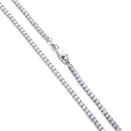 Dralox Sterling Silver 3.0mm Round Cubic Zirconia Tennis Necklace Tennis Chain Jewelry Gifts for Women and Men 20 Inch