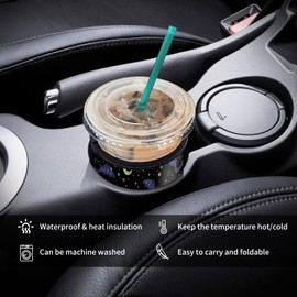AUEKLLW 3 Pack Reusable Neoprene Insulator Sleeve for Iced Coffee Cups, Funny Coffee Cup Sleeves for 16-32oz Coffee cups, Cute Drink Sleeve for Cold Hot Beverages Cute Black Bats